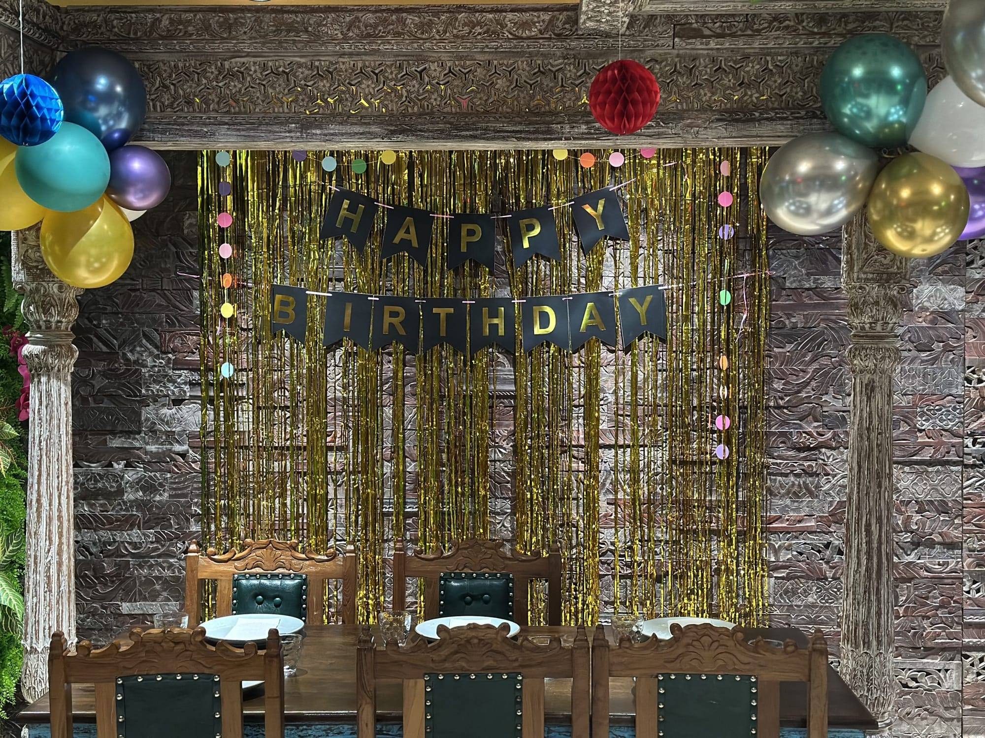 Private dining area set up for a birthday at The Grand Palace Indian Restaurant, Sydney CBD